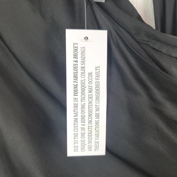 Young fabulous and broke NWT Febe Black One Shoulder Satin Maxi Dress SZ Small - Picture 7 of 11